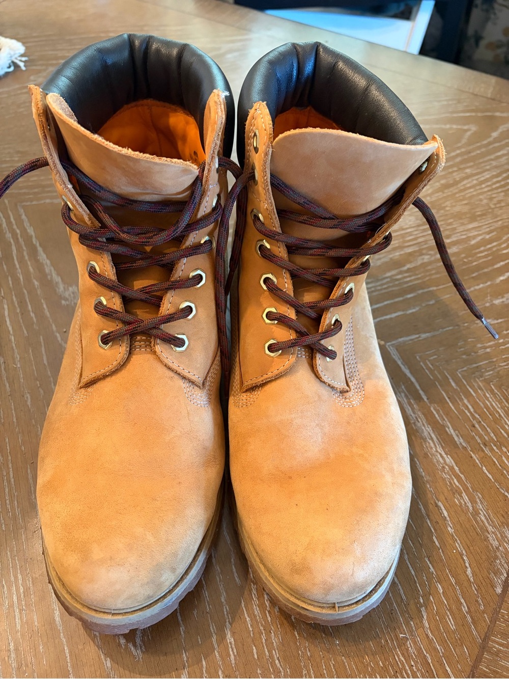 Timberland Men's Boots in Wheat with Black Collar